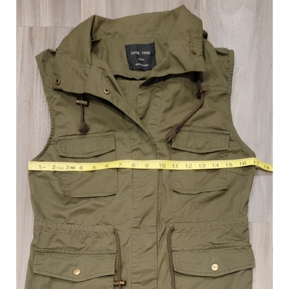 Love Tree Army Green Cotton Utility Vest - Picture 3 of 8